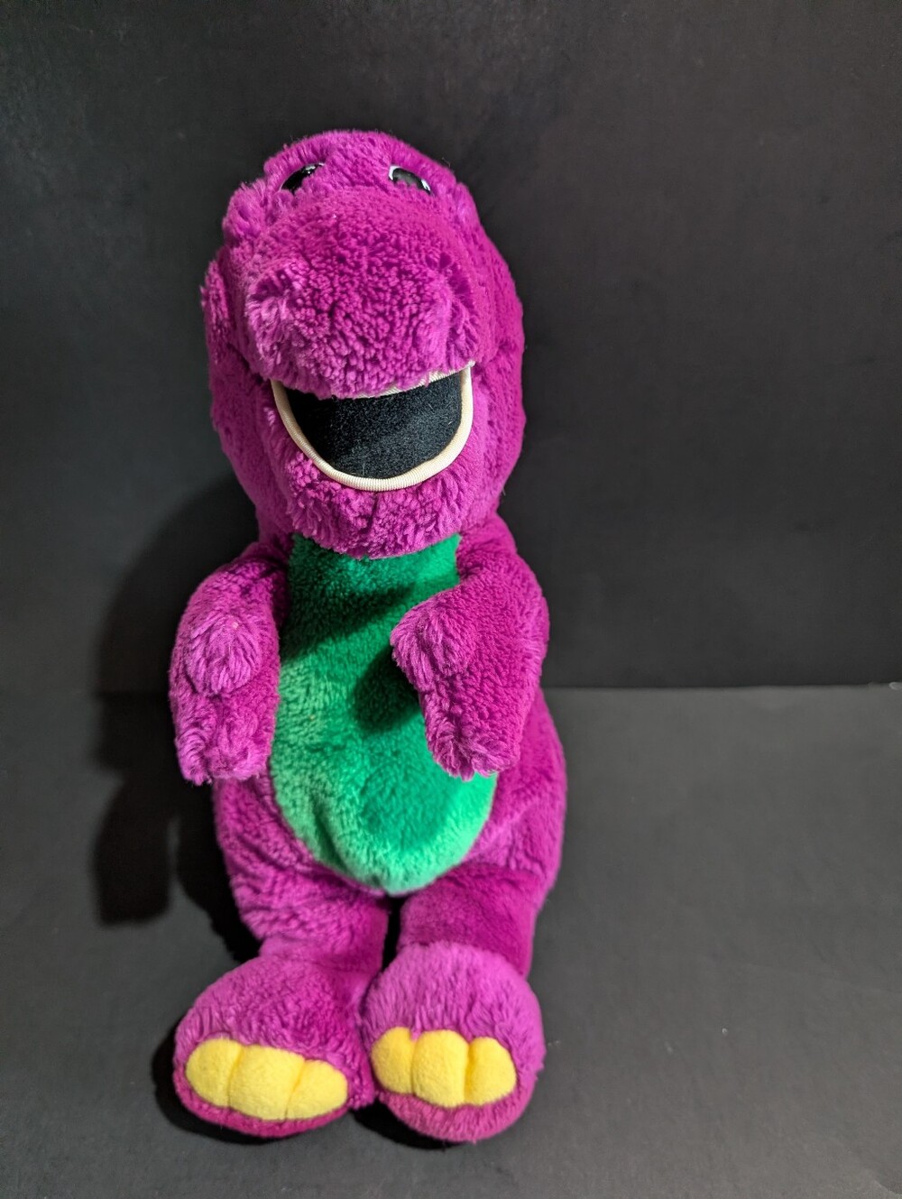 Vtg 1992 Barney The Purple Dinosaur 13" Soft Plush Toy Open Mouth Lyons Group
